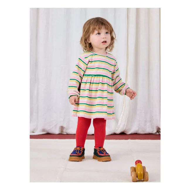 Striped Ribbed Organic Cotton Dress | Ecru