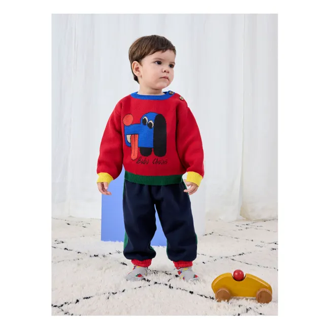 Colorblock Organic Cotton Dog Sweater Baby | Red