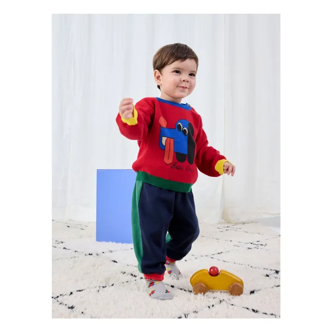 Colorblock Organic Cotton Dog Sweater Baby | Red