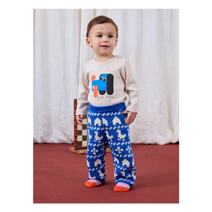 Pantalones de granja de punto de algodón ecológico | Azul- Imagen del producto n°1