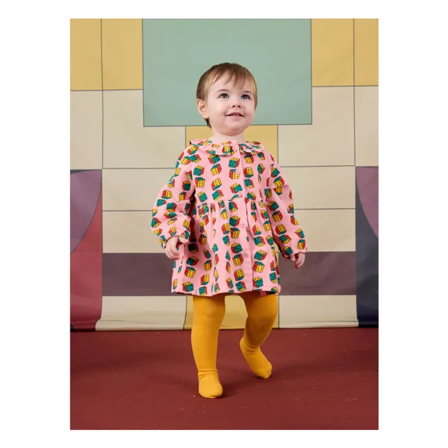 Organic Cotton Corduroy Dice Dress | Pink