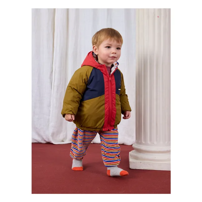 Jogger Rayé Velours | Rouge