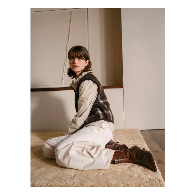 Paula Crocodile Effect Boots | Chocolate