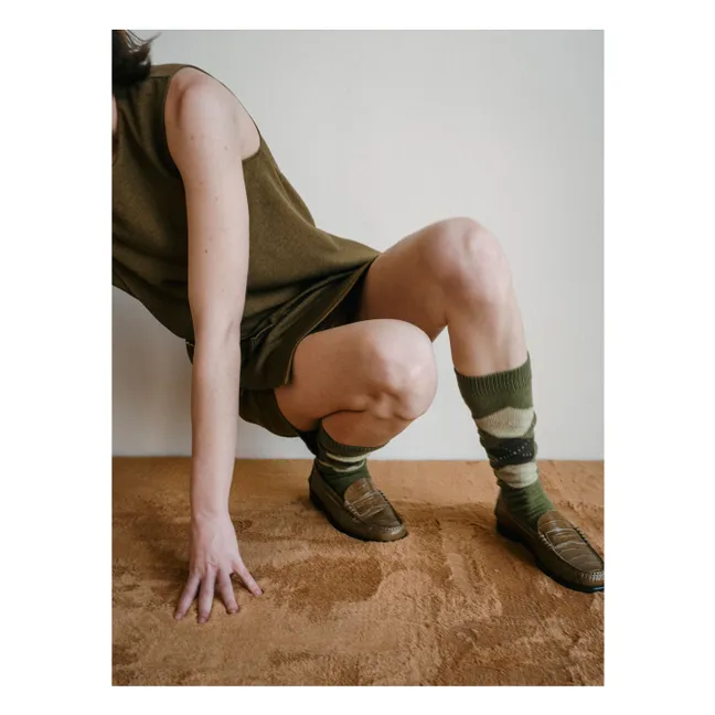 Mocasines Zoe efecto cocodrilo | Verde oliva