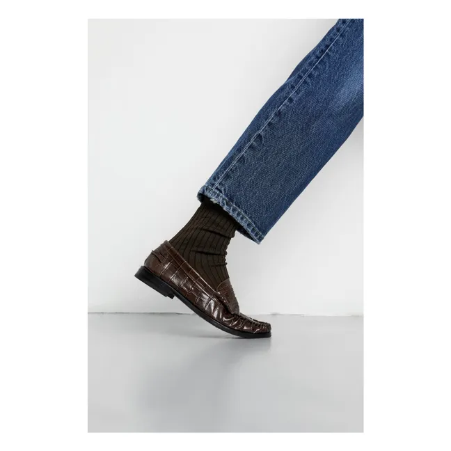 Mocassins Zoe Effet Crocodile | Chocolat