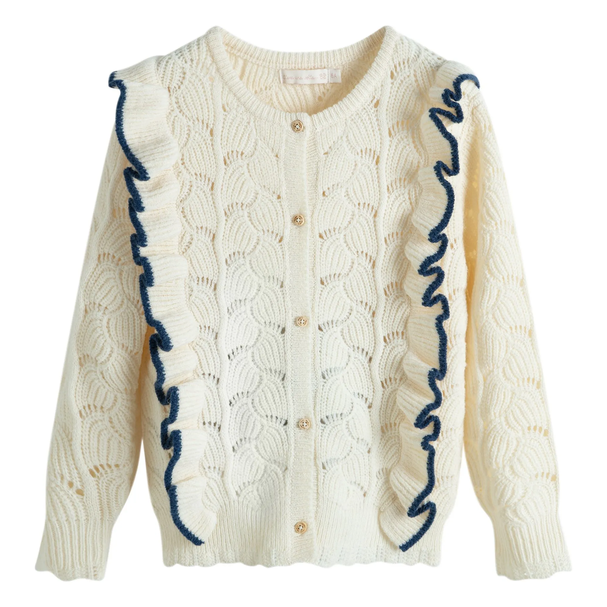 C'era Una Volta Cream Viviana Ruffled Cardigan