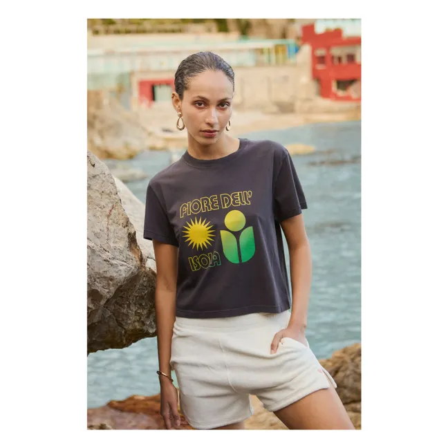 Fiore Dell'Isola - Maglietta in cotone organico con stampa in scatola | Nero