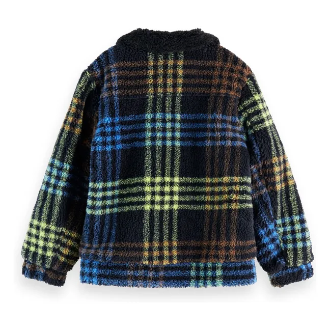 Veste Façon Sherpa Carreaux | Bleu marine