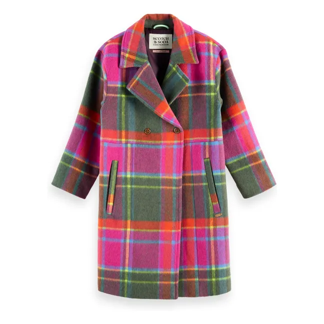 Manteau Oversize Carreaux Laine | Rose