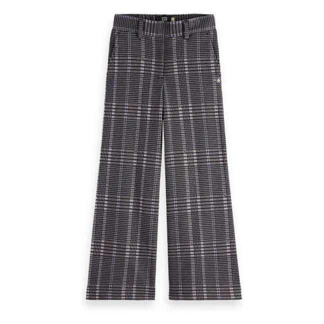 Pantalon Wide Leg Carreaux | Gris