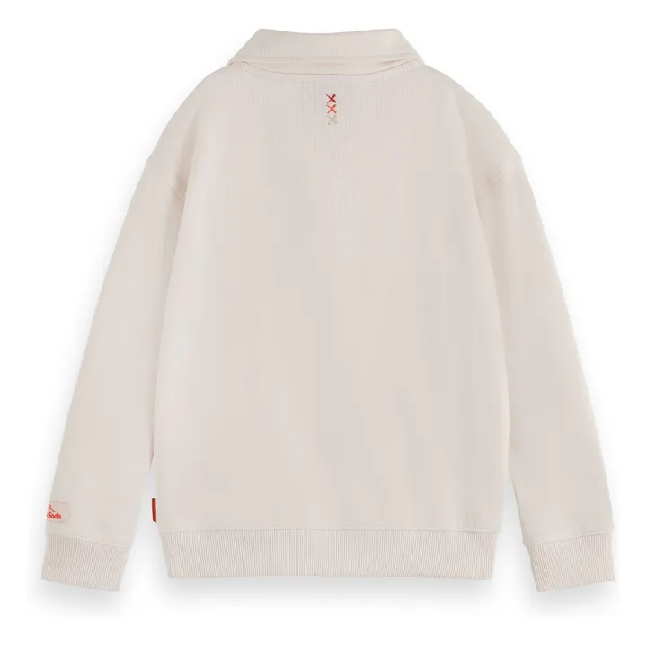 Sweat Col Polo Artwork Coton Bio | Ivoire- Image produit n°1