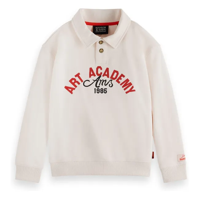 Sweat Polo Kragen Artwork Bio-Baumwolle | Elfenbeinfarben