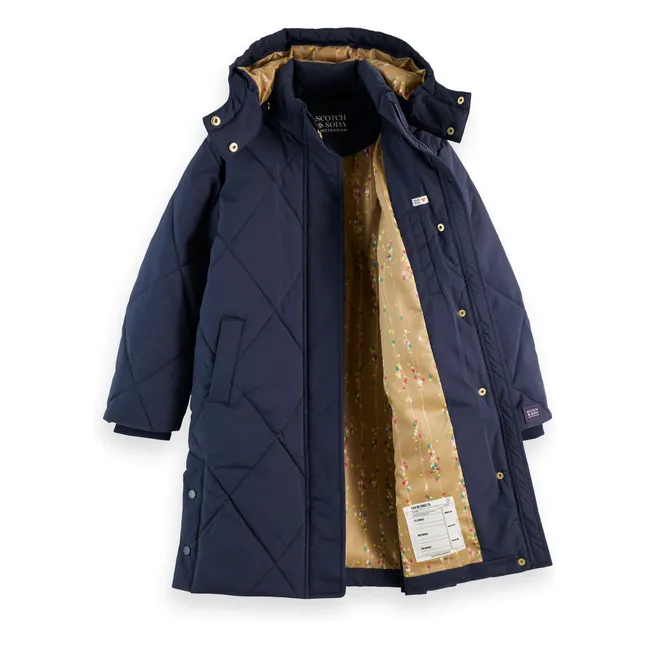 Doudoune Longue Fourrée | Bleu marine