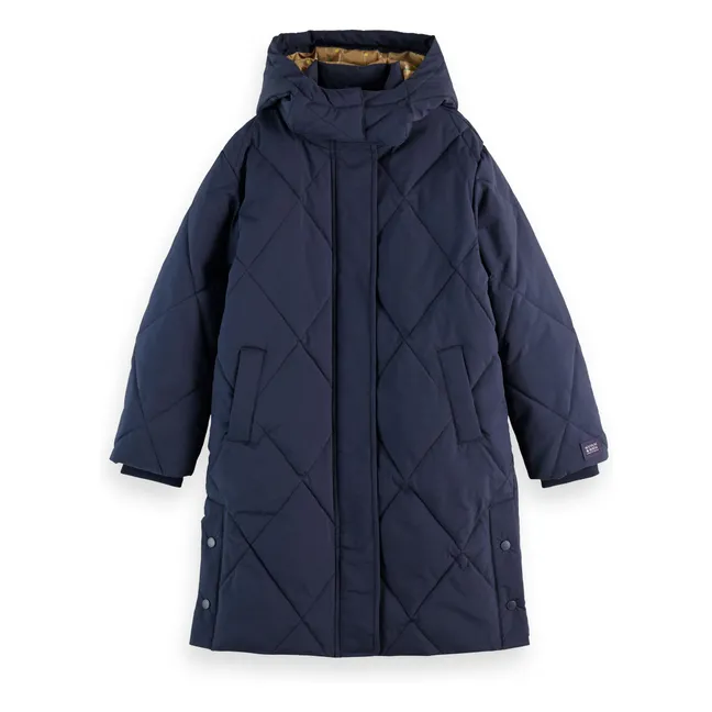 Doudoune Longue Fourrée | Bleu marine