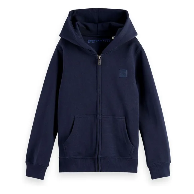 Sweat Zippé Logo Badge | Bleu marine