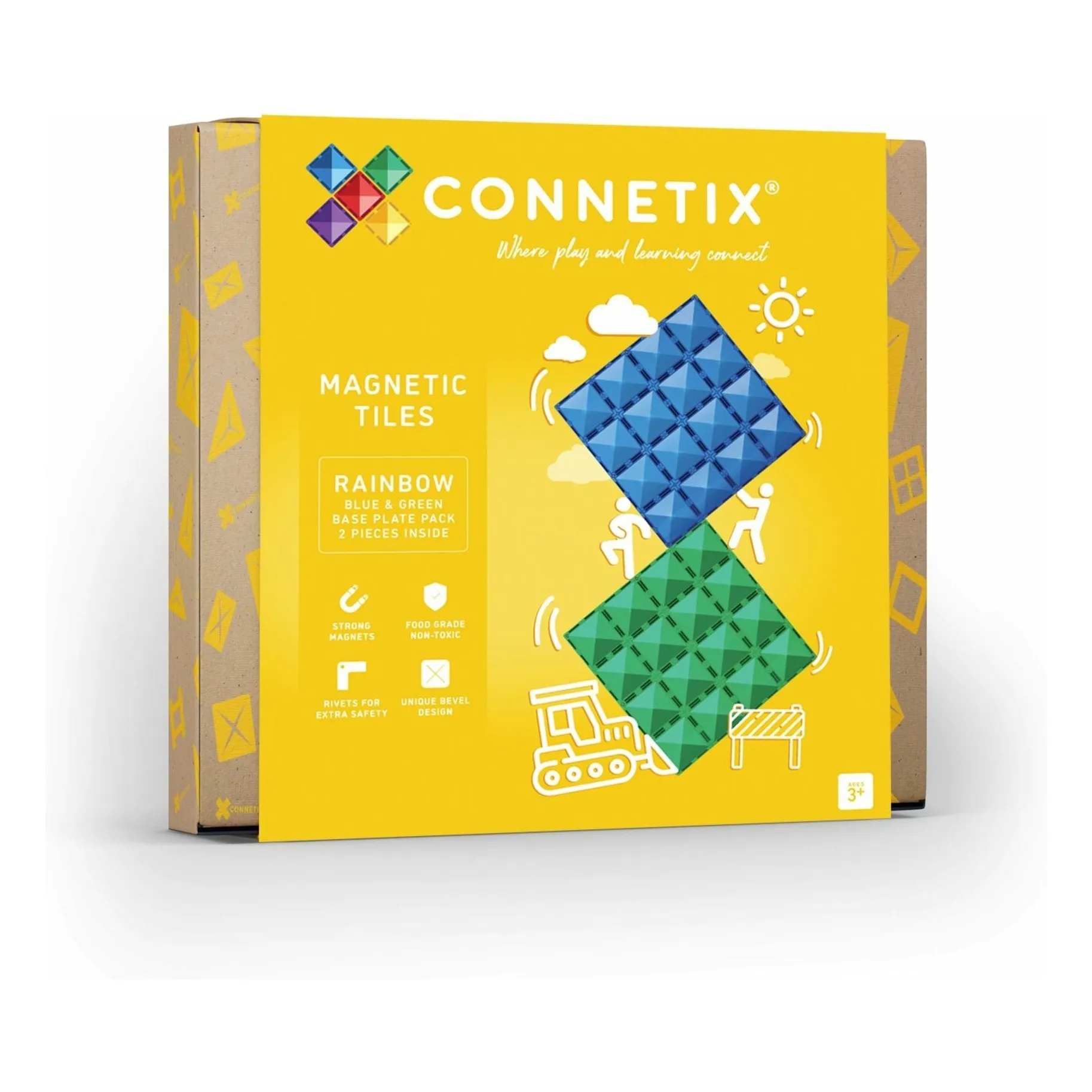 Connetix Rainbow Base Blue & Green - 2 Pieces