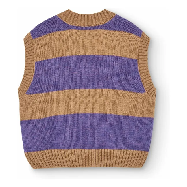 Blobfish Striped Wool Vest | Brown