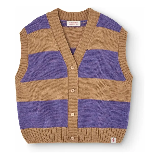 Blobfish Striped Wool Vest | Brown