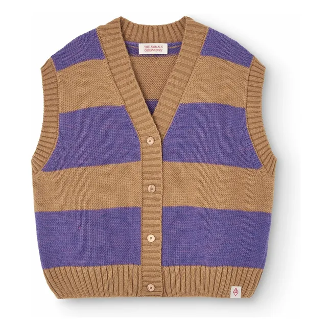 Gilet Blobfish Rayé Laine | Marron