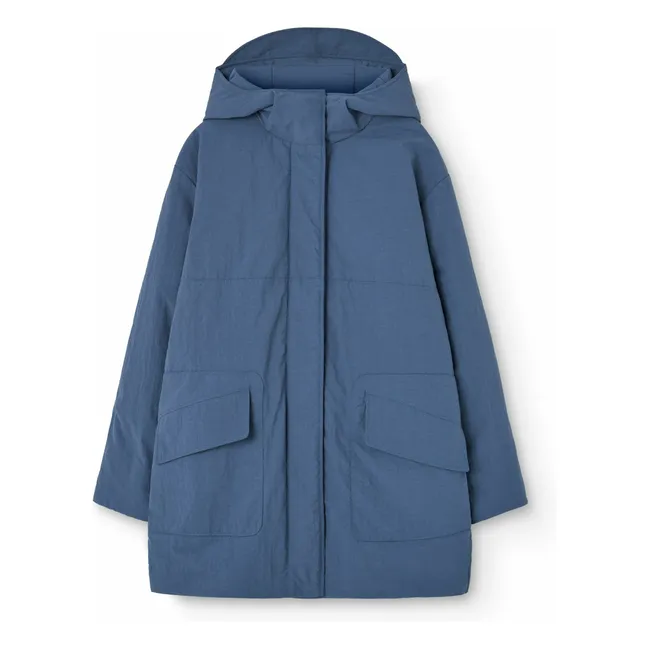 Veste Longue Lion Fibres Recyclées | Bleu gris