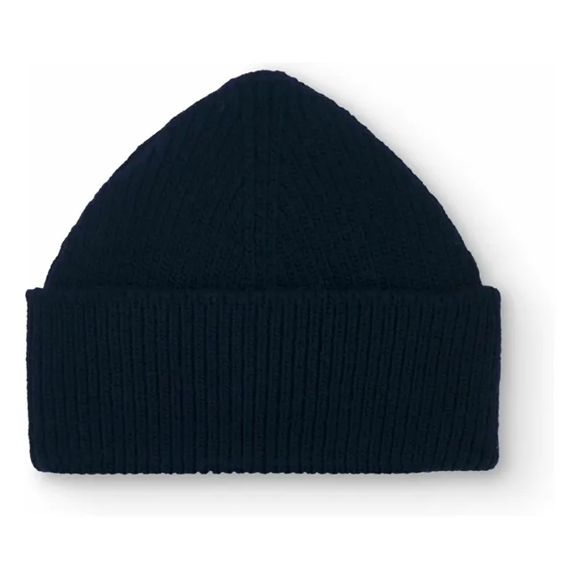 Bonnet Pony Laine de Mérinos | Bleu marine