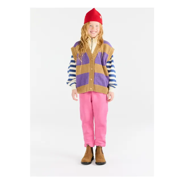 Blobfish Striped Wool Vest | Brown