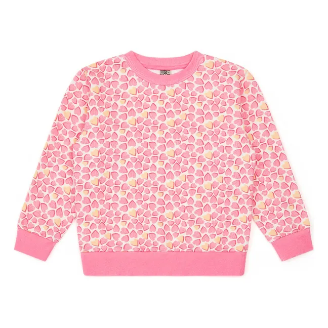Pullover Smile Herzen Bio-Baumwolle | Rosa