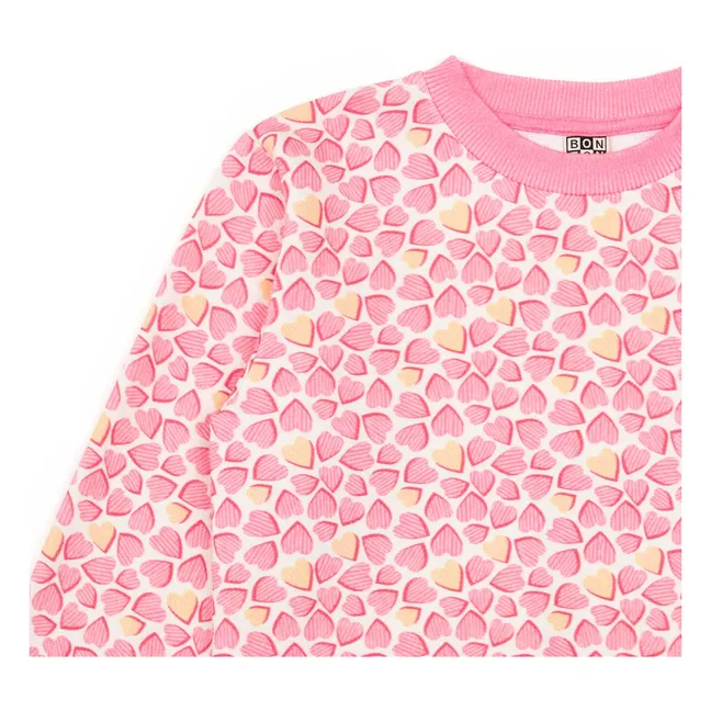 Smile Cœurs Coton Bio sweater | Pink