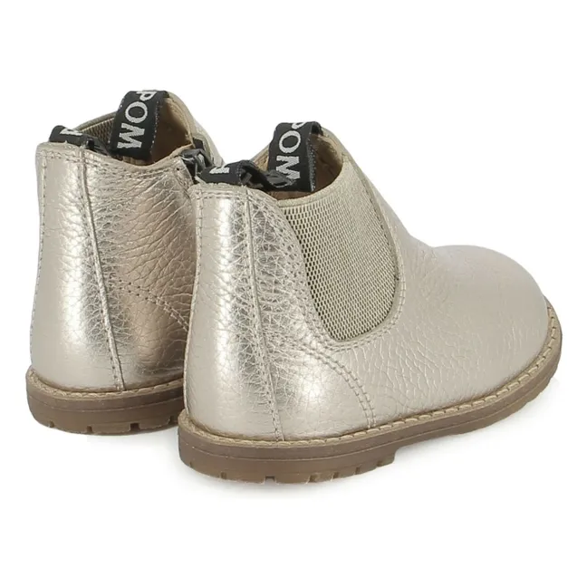 Bob Jod Zip Grainy Leather Boots | Gold