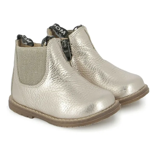Bob Jod Zip Grainy Leather Boots | Gold