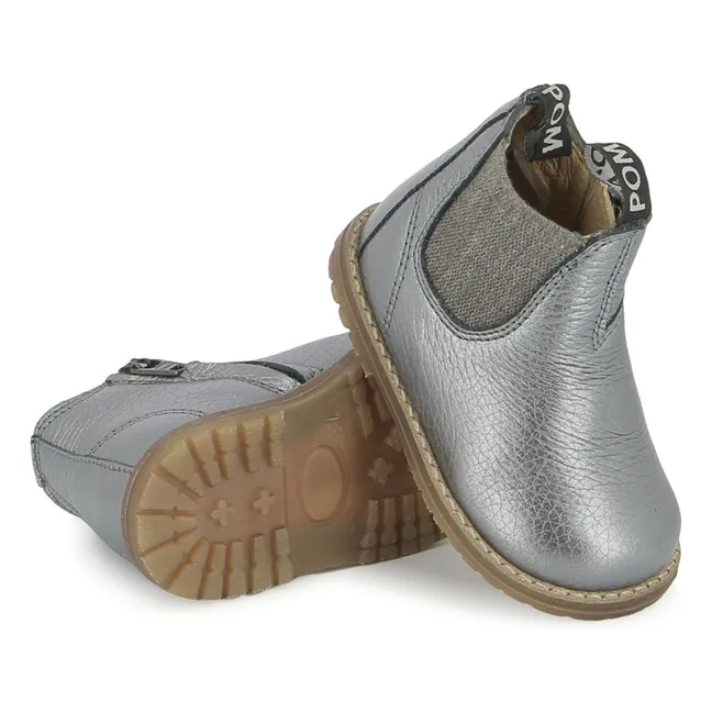 Bottines Bob Jod Zip Cuir Grainé | Bleu gris