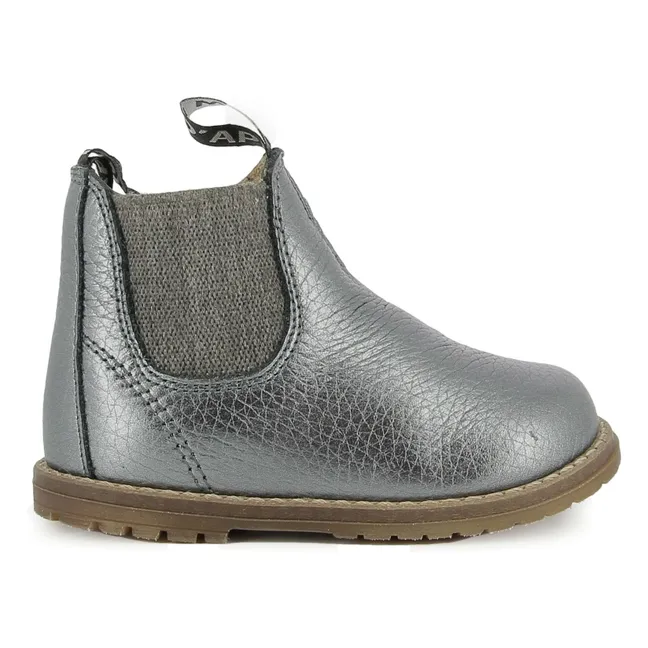 Bottines Bob Jod Zip Cuir Grainé | Bleu gris