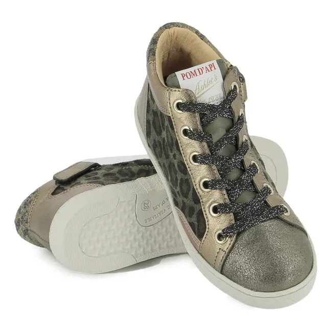 Top Touch Lace Leopard Sneakers | Gold
