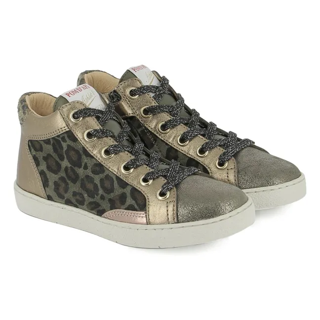 Top Touch Lace Leopard Sneakers | Gold