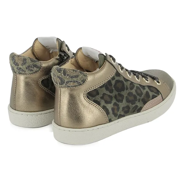 Top Touch Lace Leopard Sneakers | Gold