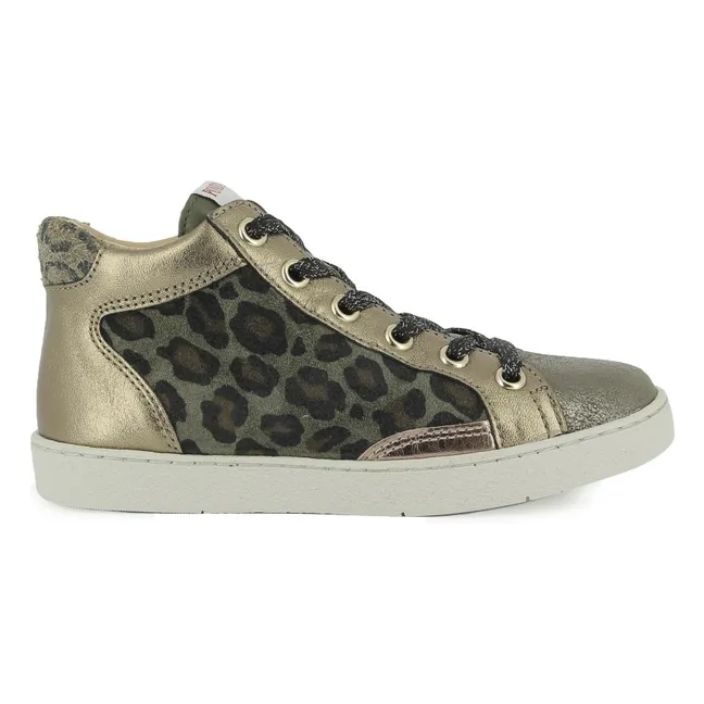 Top Touch Lace Leopard Sneakers | Gold