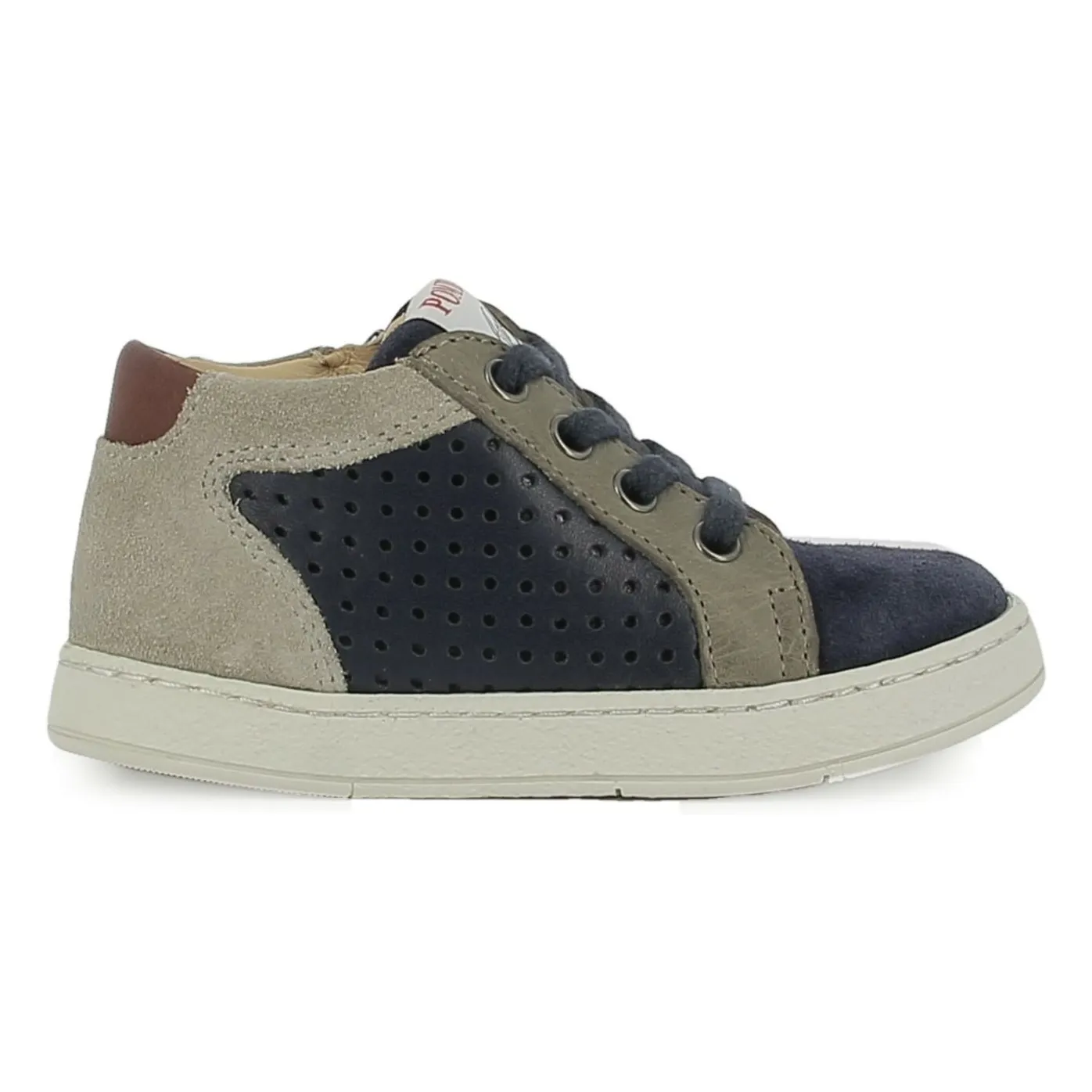 Pom D'api Navy Blue Mousse Lace Perfo Velours Sneakers