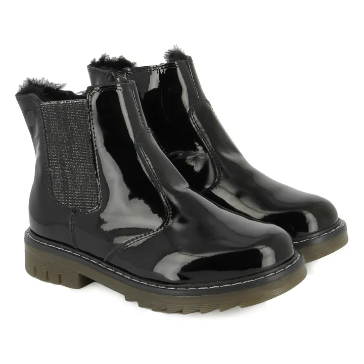 Sid Jod Zip Pelz Vernis Stiefel | Schwarz- Produktbild Nr. 1