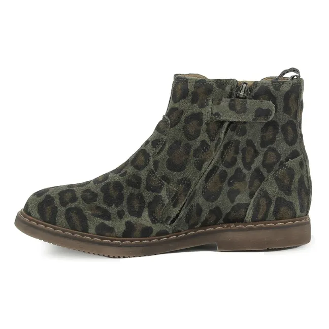 Bottines City Jodzip Léopard | Vert kaki