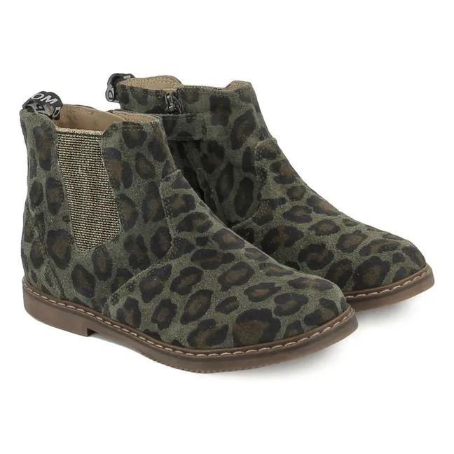 Bottines City Jodzip Léopard | Vert kaki