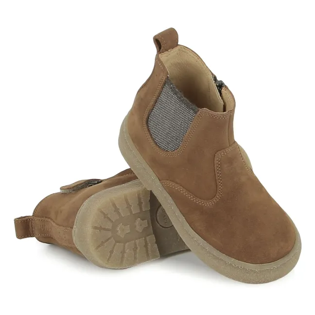 Trix Jod Zip Nubuk Stiefel | Cognac-Farbe