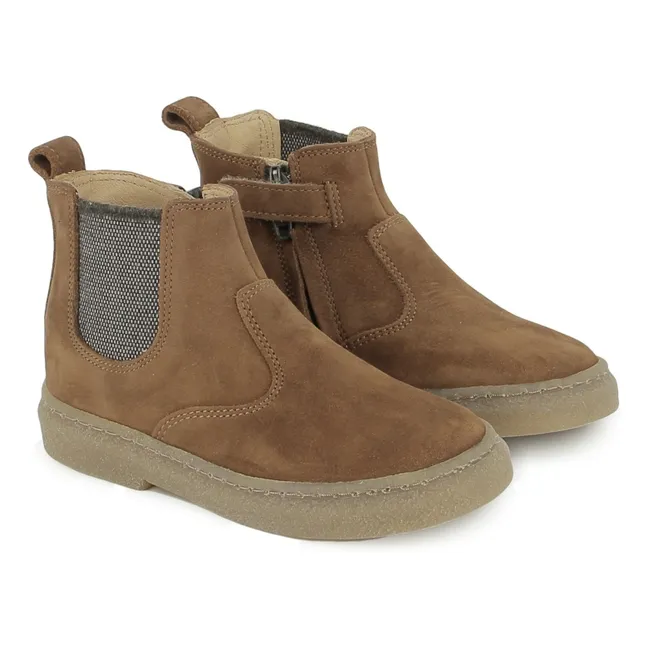 Trix Jod Zip Nubuk Stiefel | Cognac-Farbe