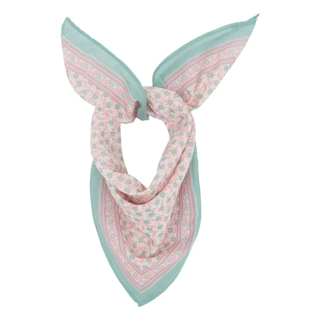 Flowered Scarf 50 cm | Green water