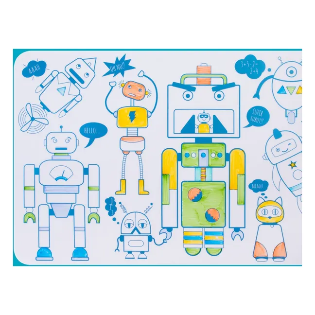 Mini set de table à colorier Robot avec 4 feutres