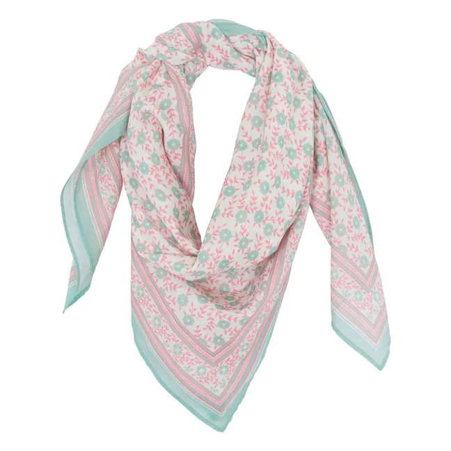 Flowered Scarf 100cm | Green water