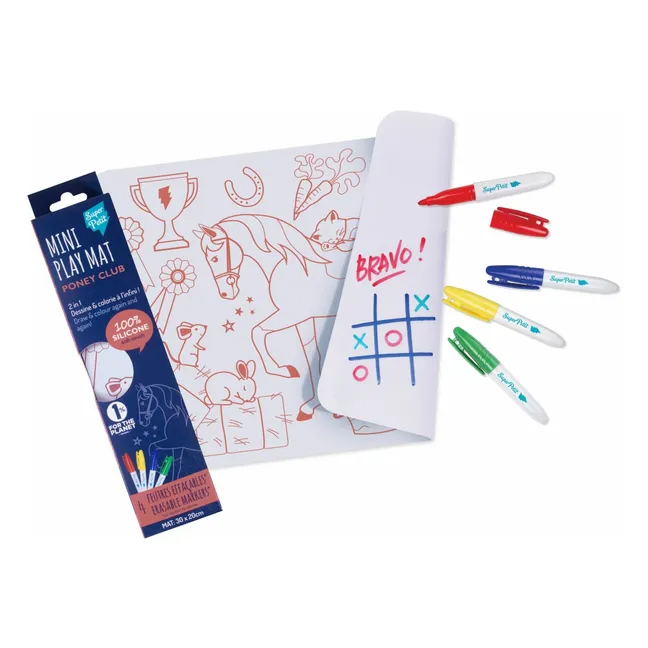 Mini set de table à colorier Poney avec 4 feutres