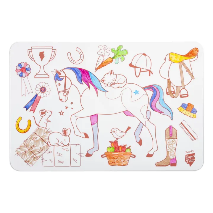 Mini set de table à colorier Poney avec 4 feutres- Image produit n°2