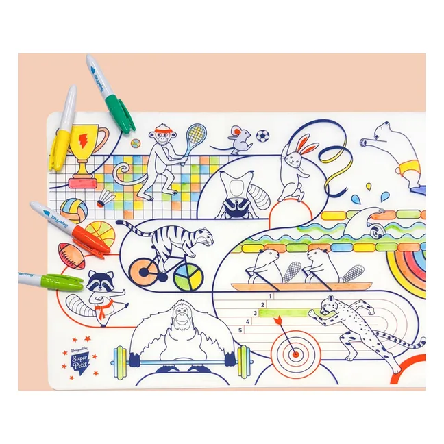 Set de table à colorier Sports avec 5 feutres