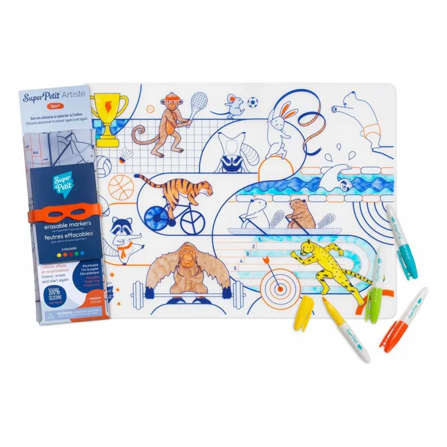 Set de table à colorier Sports avec 5 feutres