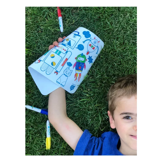 Robot mini set para colorear con 4 rotuladores